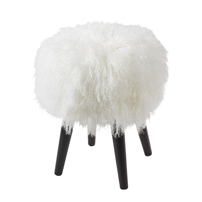 ST3564 Mongolian Lamb Fur Stool | Rental